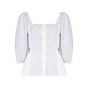 GANNI Striped Puff Sleeve Top